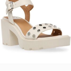 Chic Cream Studded Platform Sandals